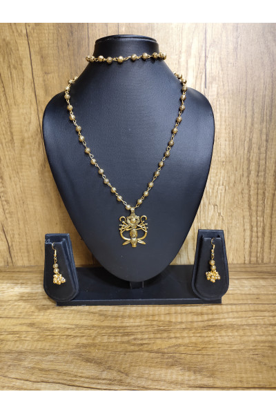 Golden Ball Beads And Pendant Combine Long Chain (KR647)